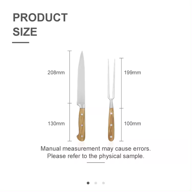 올리브 나무 손잡이 바베큐 포크 & 조각 칼 세트