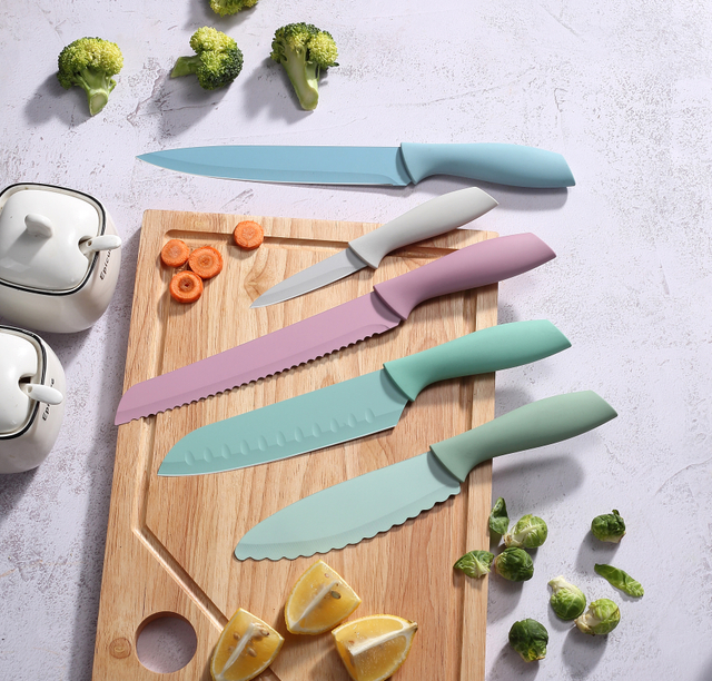 5-osaline v&auml;rviline k&ouml;&ouml;ginugade komplekt – mittenakkuva kattega 3Cr13 roostevaba teras, PP+TPR k&auml;epide